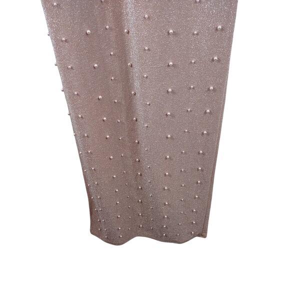 Nude Pearl Embellished Maxi Dress, Fitted, Size Small - Picture 6 of 8